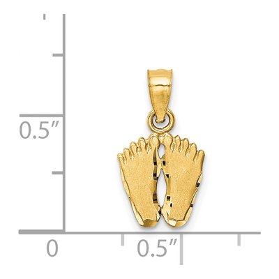 14K Yellow Gold Diamond-Cut Footprints Pendant – view 4