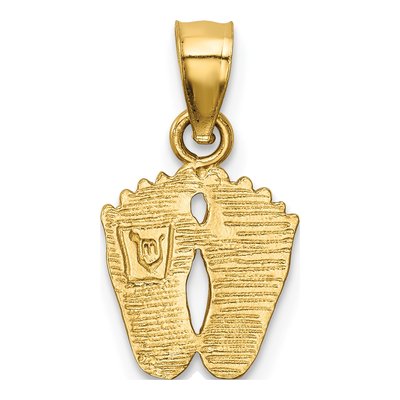14K Yellow Gold Diamond-Cut Footprints Pendant – view 5