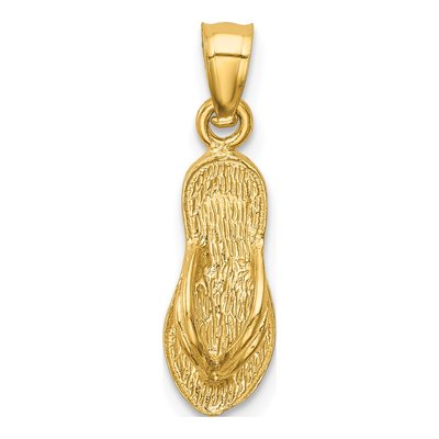 14K Yellow Gold 3D Flip Flop Pendant