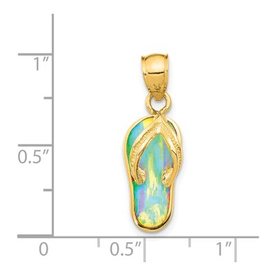 14K Yellow Gold Opal Flip Flop Pendant – view 5