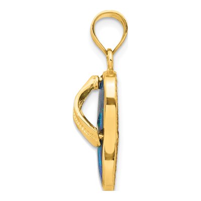 14K Yellow Gold Blue Opal Flip Flop Pendant – view 3