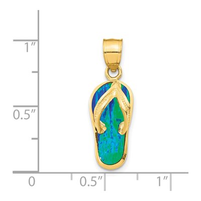 14K Yellow Gold Blue Opal Flip Flop Pendant – view 5