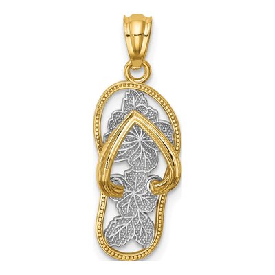 14K Yellow Gold Flip Flop Pendant