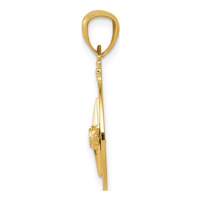 14K Yellow Gold Diamond-Cut Compass Pendant – view 3