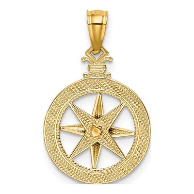 14K Yellow Gold Diamond-Cut Compass Pendant – view 4
