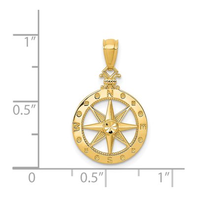 14K Yellow Gold Diamond-Cut Compass Pendant – view 5