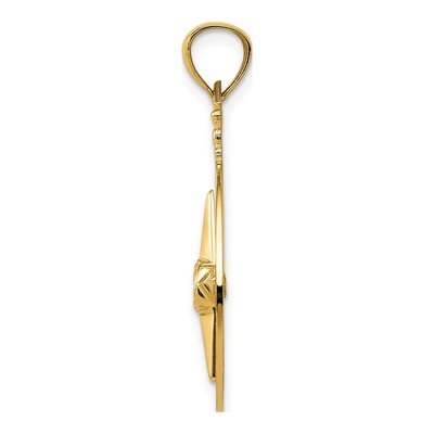 14K Yellow Gold Diamond-Cut Compass Pendant – view 3