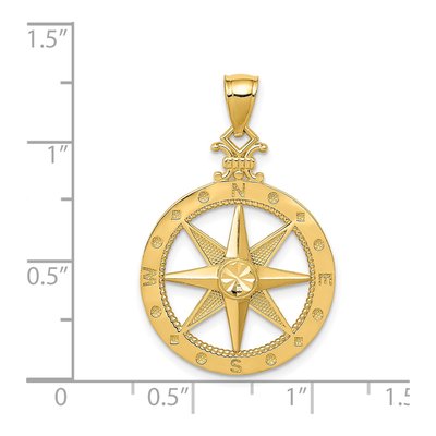 14K Yellow Gold Diamond-Cut Compass Pendant – view 4
