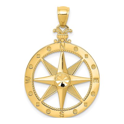 14K Yellow Gold Compass Pendant