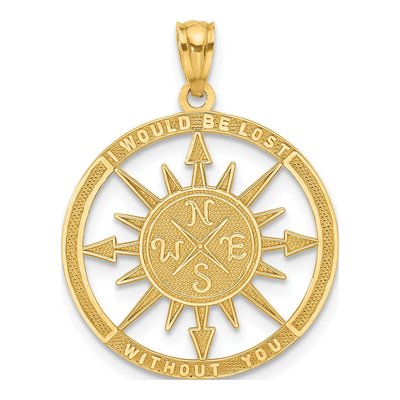 14K Yellow Gold Compass Pendant