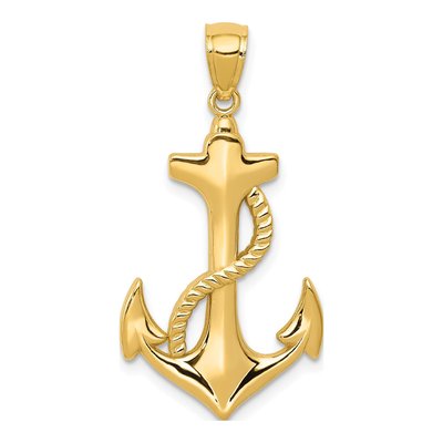14K Yellow Gold Anchor Pendant