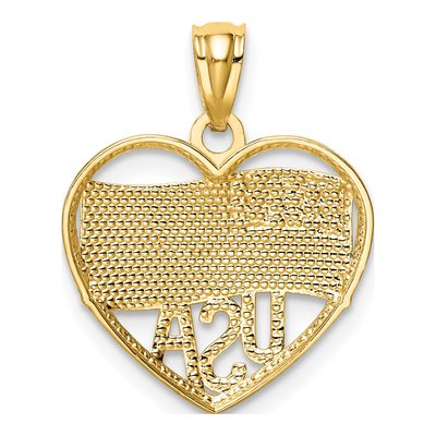 14K Yellow Gold Flag Heart Pendant – view 4