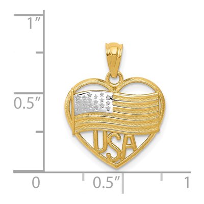 14K Yellow Gold Flag Heart Pendant – view 5