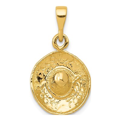 14K Yellow Gold 3-D Sombrero Pendant