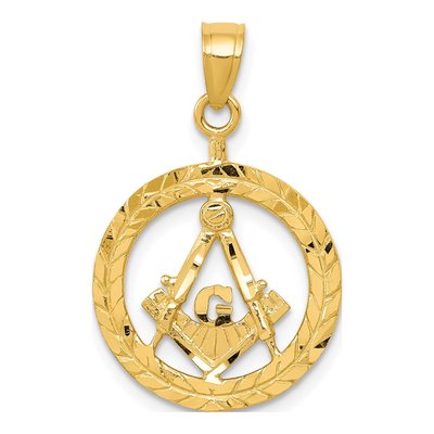 14K Yellow Gold Masonic Symbol Pendant