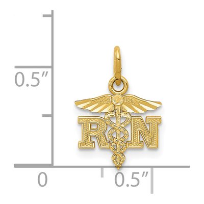 14K Yellow Gold RN Registered Nurse Pendant – view 5
