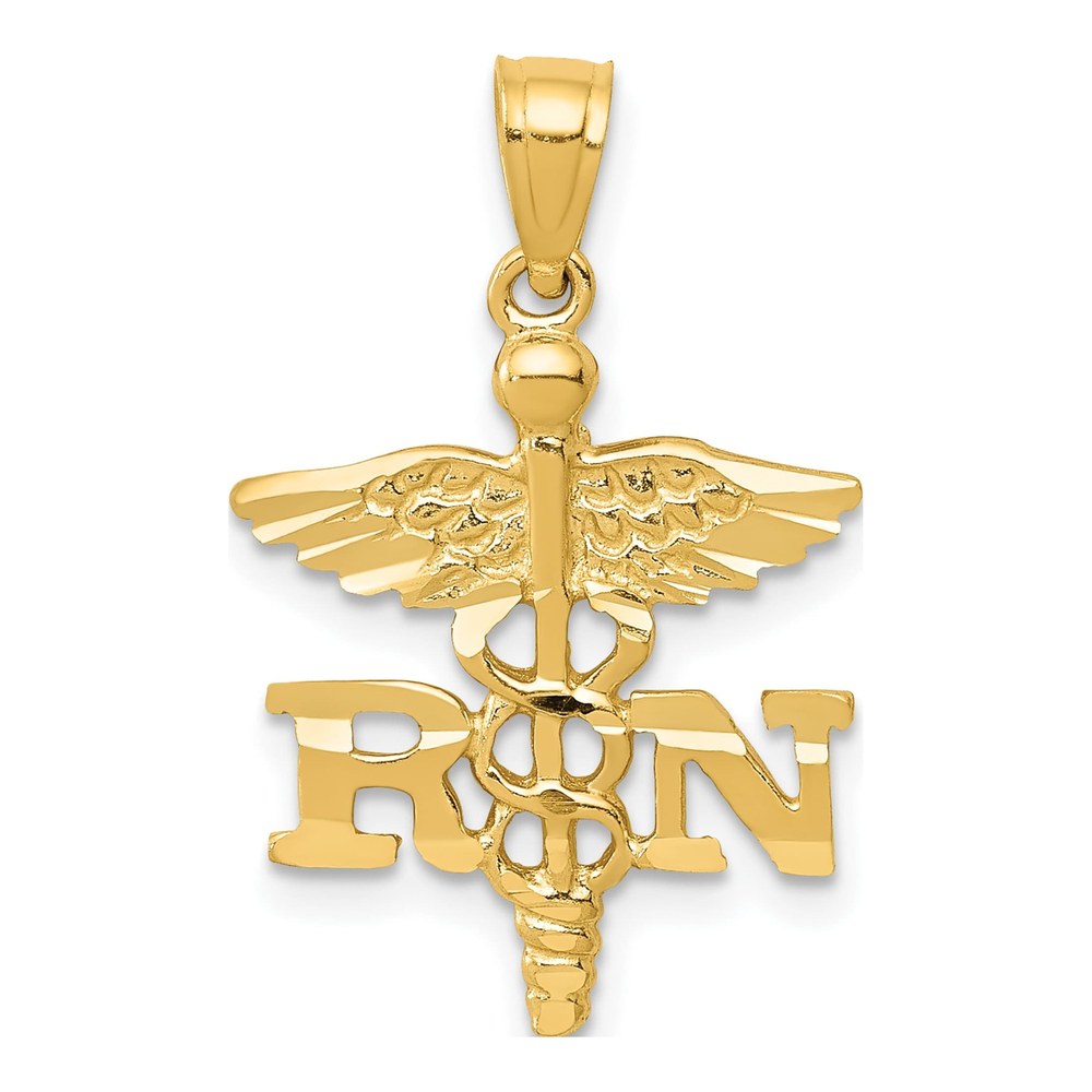 14K Yellow Gold RN Nurse Pendant