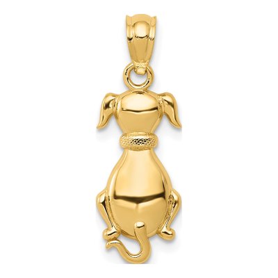 14K Yellow Gold Sitting Dog Pendant