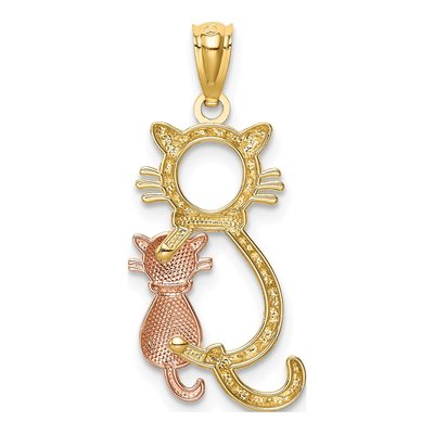 14K Two-Tone Gold Sitting Cats Pendant – view 4