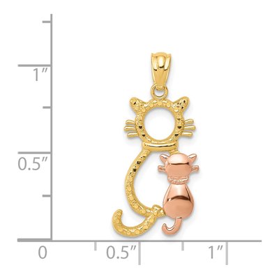 14K Two-Tone Gold Sitting Cats Pendant – view 5