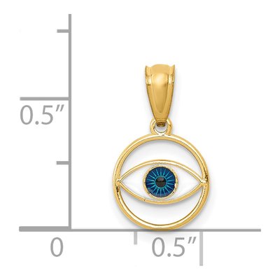 14K Yellow Gold Enameled Eye Pendant – view 4