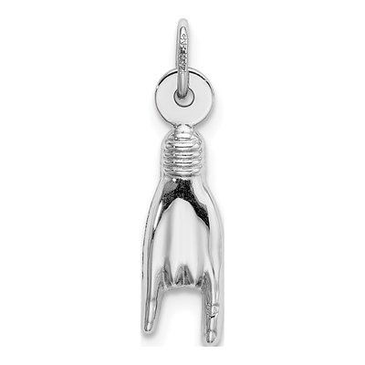 14K White Gold 3D Rock on Sign Pendant – view 4