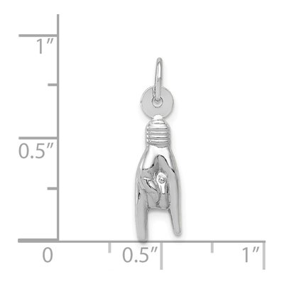 14K White Gold 3D Rock on Sign Pendant – view 5