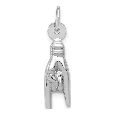 14K White Gold 3D Rock on Sign Pendant