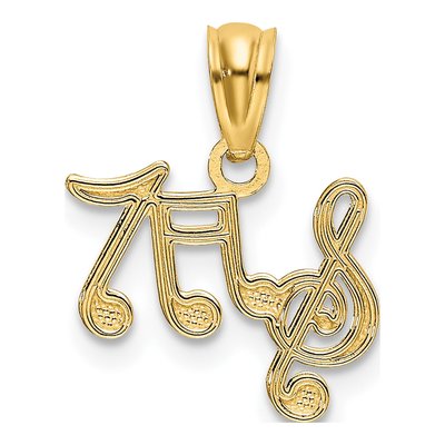 14K Yellow Gold Music Notes Treble Clef Pendant – view 4