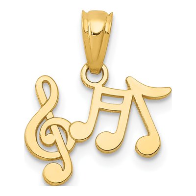 14K Yellow Gold Music Notes Treble Clef Pendant