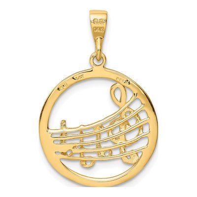 14K Yellow Gold Musical Notes Treble Clef Pendant – view 4
