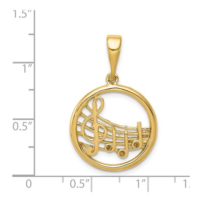 14K Yellow Gold Musical Notes Treble Clef Pendant – view 5