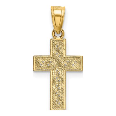 14K Yellow Gold Diamond-Cut Cross Pendant – view 4