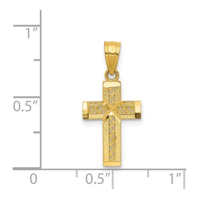 14K Yellow Gold Diamond-Cut Cross Pendant – view 5