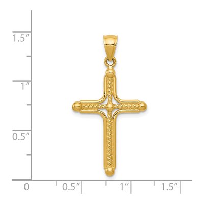 14K Yellow Gold Braided Cross Pendant – view 5