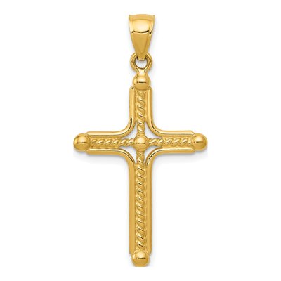 14K Yellow Gold Braided Cross Pendant