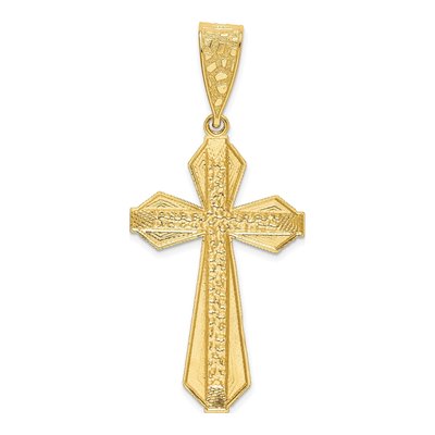 14K Yellow Gold Diamond-Cut Nugget Cross Pendant – view 4