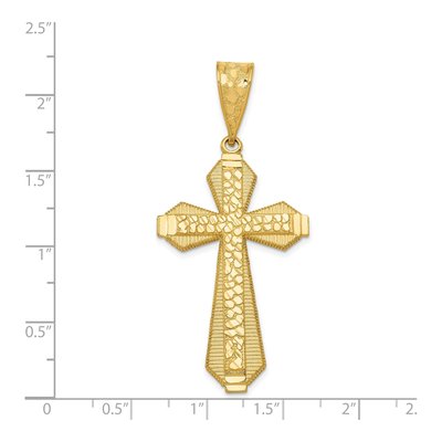 14K Yellow Gold Diamond-Cut Nugget Cross Pendant – view 5