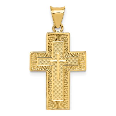 14K Yellow Gold Reversible Lord's Prayer Cross Pendant