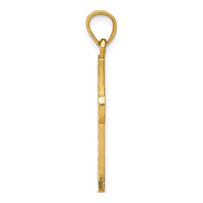 14K Yellow Gold Diamond-Cut Latin Cross Pendant – view 3