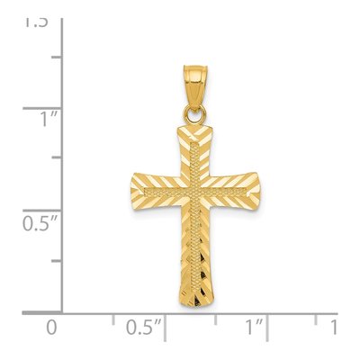 14K Yellow Gold Diamond-Cut Latin Cross Pendant – view 5