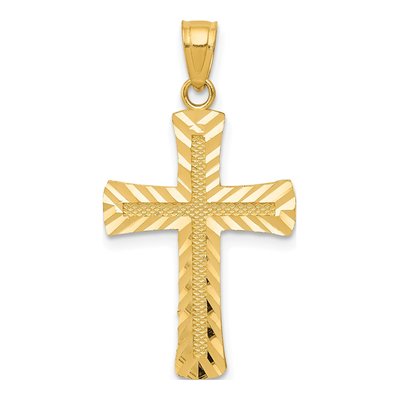 14K Yellow Gold Diamond-Cut Latin Cross Pendant