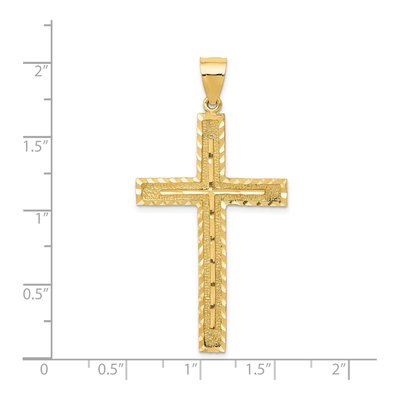14K Yellow Gold Diamond-Cut Latin Cross Pendant – view 5