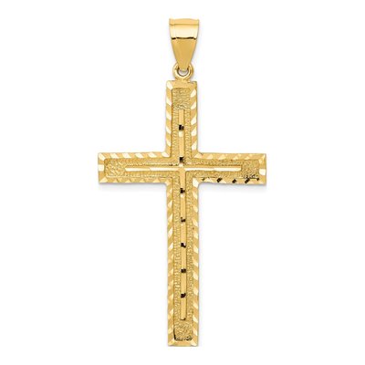14K Yellow Gold Diamond-Cut Latin Cross Pendant