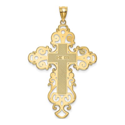 14K Yellow Gold Large Filigree Cross Pendant – view 4