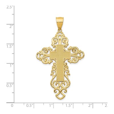 14K Yellow Gold Large Filigree Cross Pendant – view 5