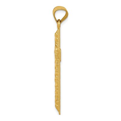 14K Yellow Gold Diamond-Cut Latin Cross Pendant – view 3