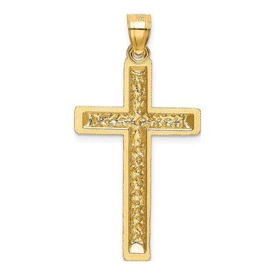 14K Yellow Gold Diamond-Cut Latin Cross Pendant – view 4