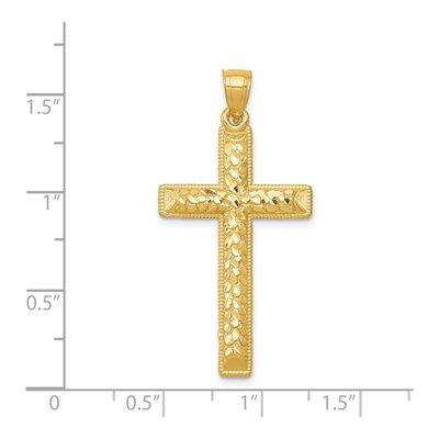 14K Yellow Gold Diamond-Cut Latin Cross Pendant – view 5