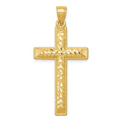 14K Yellow Gold Diamond-Cut Latin Cross Pendant